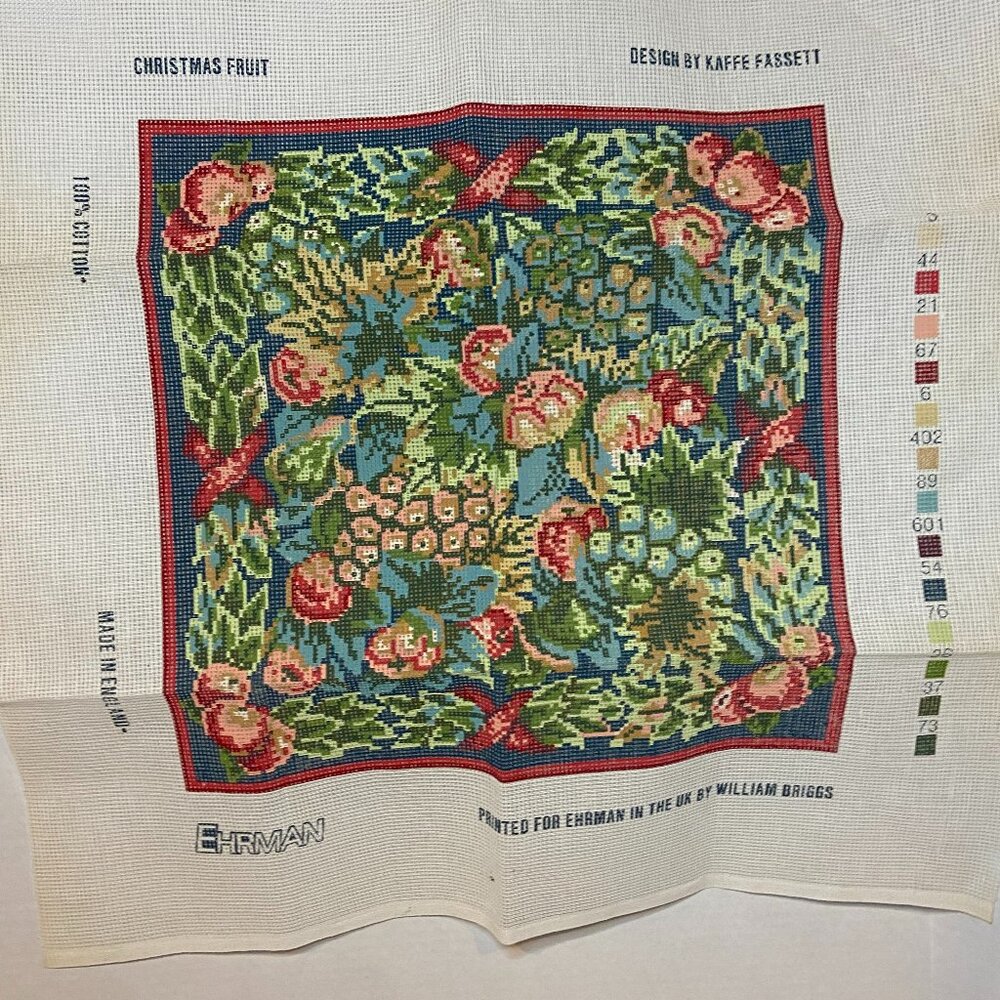Ehrman Tapestry by Kaffe Fassett Christmas Fruit Cross-Stitch Kit with Yarn